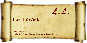 Lux Lóránt névjegykártya